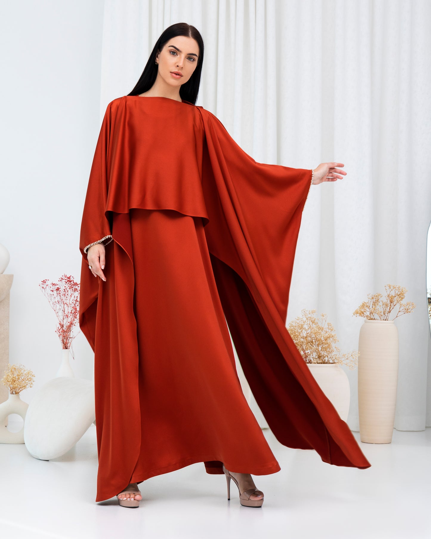 Cape abaya in Bunt Orange