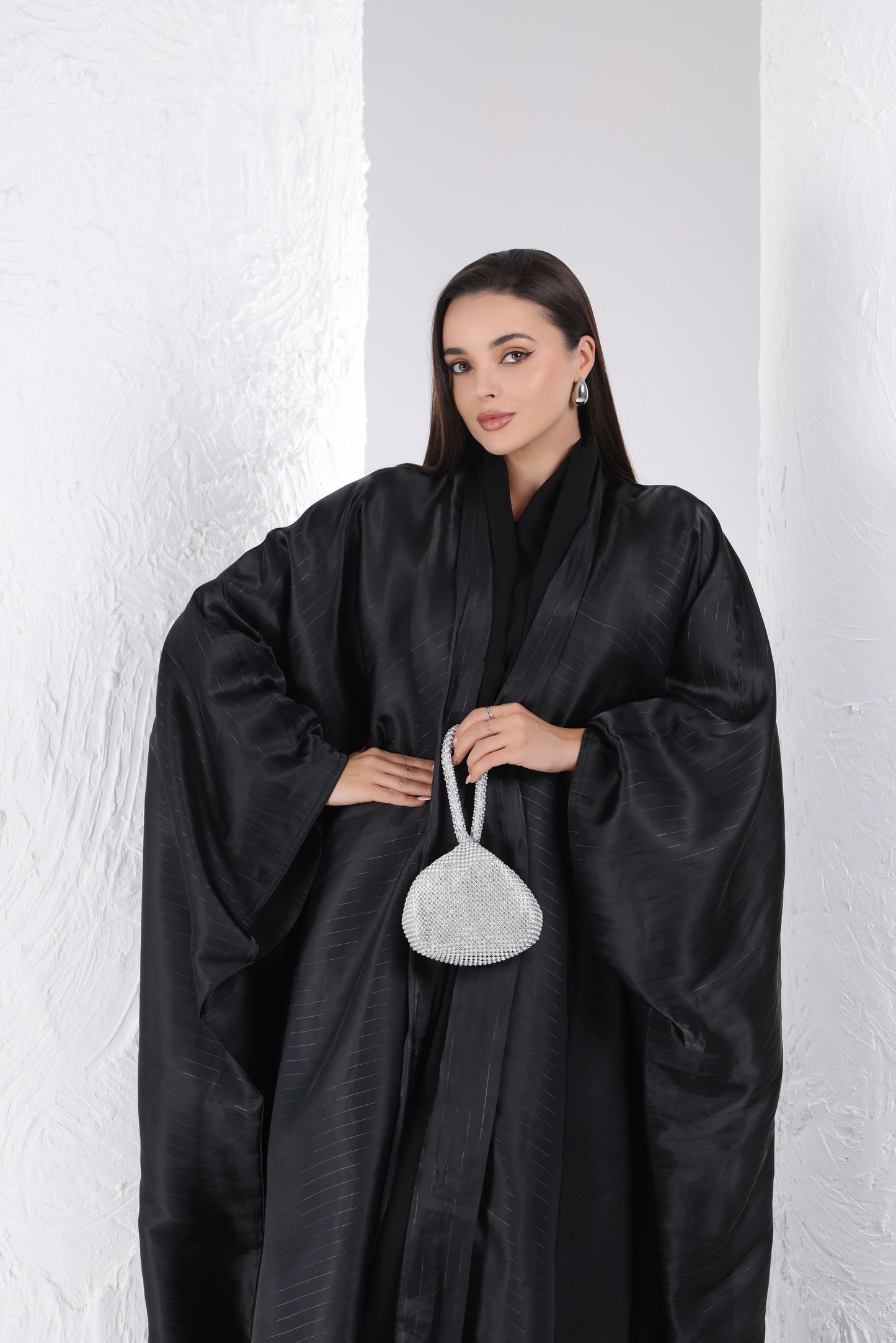 Metallic striped abaya