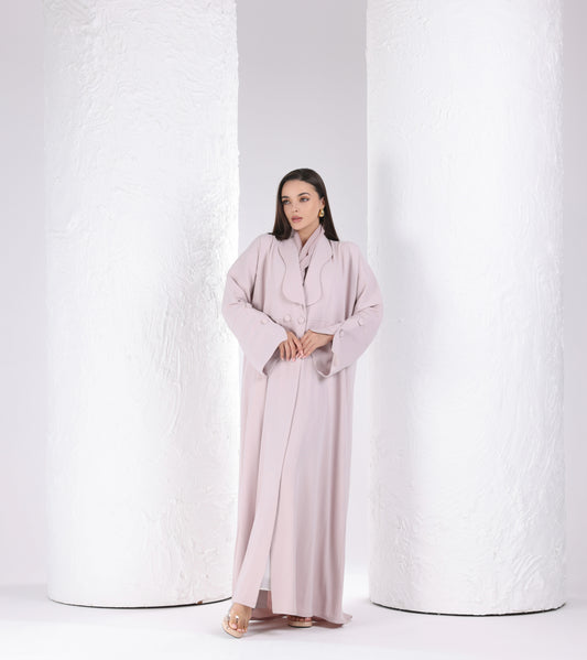 Curved collar abaya