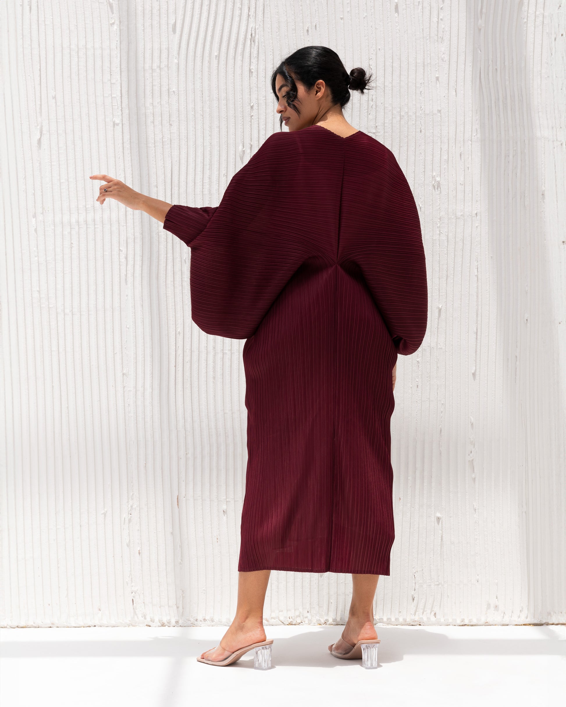 burgundy pleated midi dress Buy Friends Like These Burgundy Red Pleated Chiffon Flutter Sleeve Midi Dress from Next USA