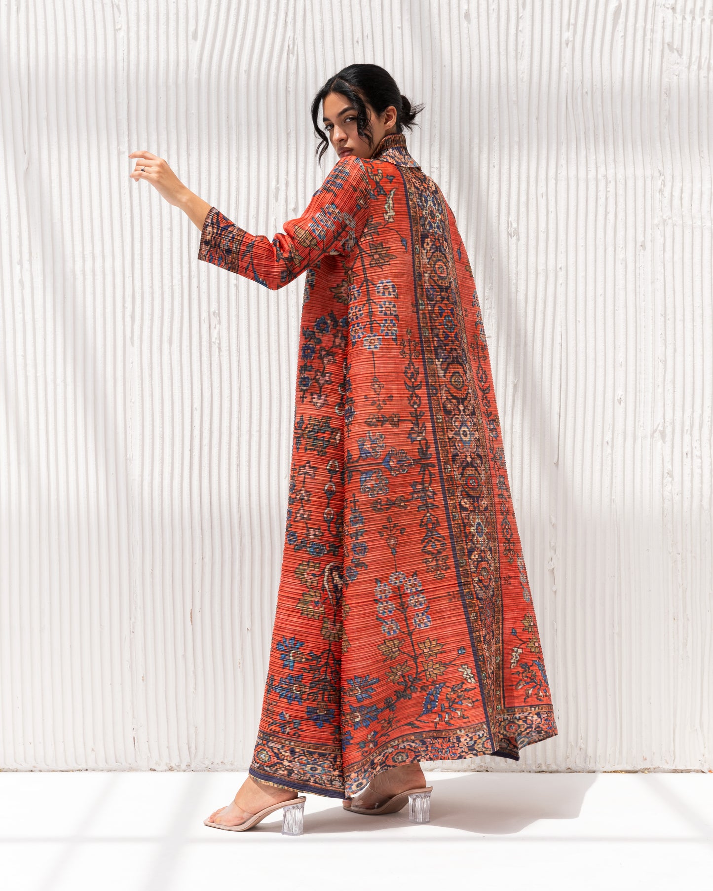 Pleated Patterned Abaya